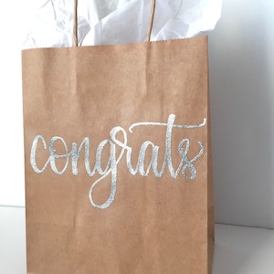 Congrats Gift Bag, Congratulations Gift, Hand Lettered Gift Bag, Embossed Gift Bag, Graduation Gift, Baby Shower Gift, Engagement Party Gift