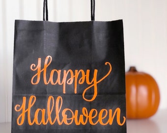 Happy Halloween Gift Bag, Halloween Party Favor Bag, Trick or Treat Bag, Halloween Candy Bag, Halloween Loot Bag, Embossed Paper Gift Bag