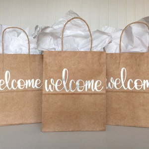 Welcome Gift Bag, Welcome Bag, Wedding Guest Gift, Embossed Gift Bag, Hand Lettered Gift Bag, Party Favor, Wedding Favor, Hotel Welcome Bag