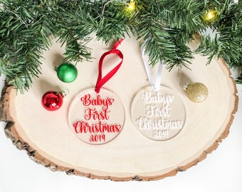 Baby's First Christmas 2023 Ornament, Personalized Keepsake Ornament, New Baby Gift, Baby Shower Gift, Modern Acrylic Christmas Ornament