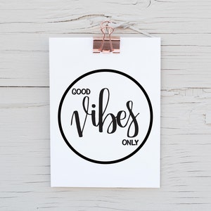 Good Vibes Only, Inspirational Printable Art, Motivational Wall Decor ...