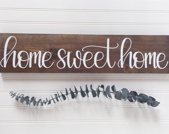 Home Sweet Home teken Housewarming cadeau, rustieke houten teken, houten teken, rustieke Wall Decor, portiek Decor, Foyer Decor, houten muur Decor