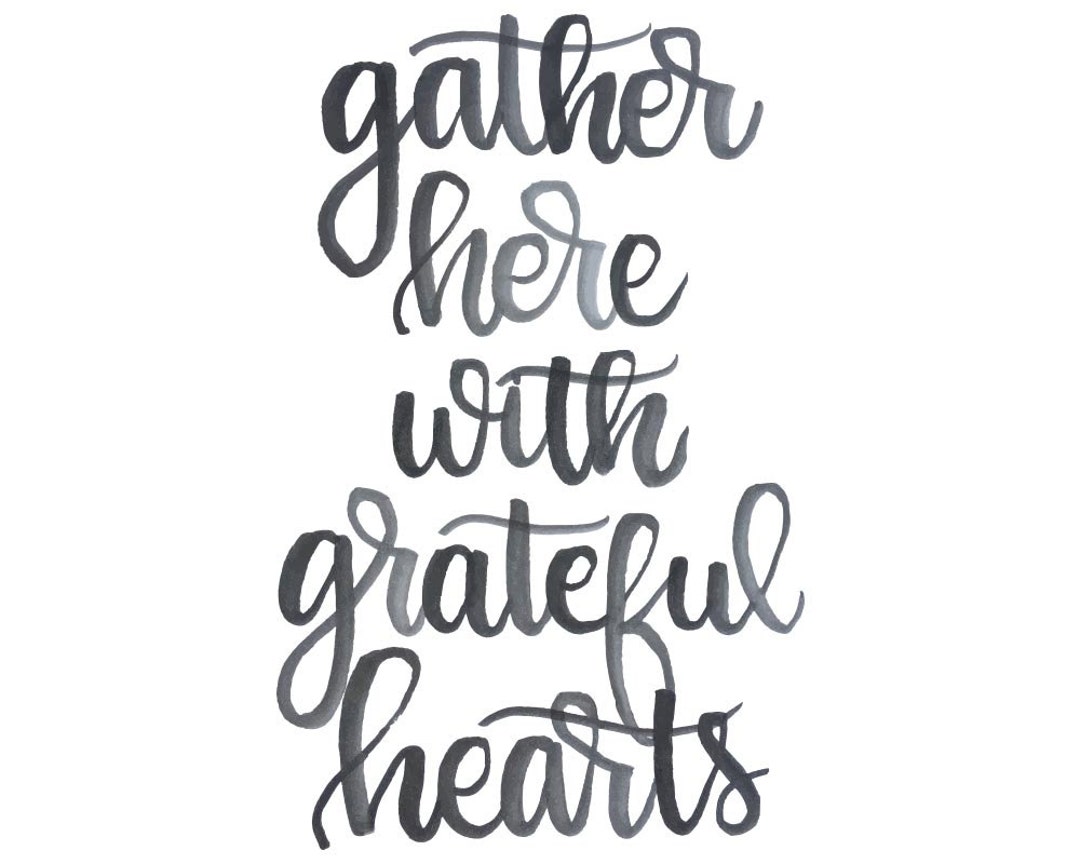 Gather Here With Grateful Hearts, Watercolor Printable, Farmhouse Print ...