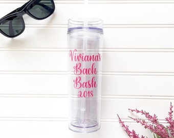 Custom Bach Bash Skinny Tumbler, Bachelorette Party Tumbler, Personalized Tumbler With Straw, Bridesmaid Gift, Bridal Party Favor, Party Cup