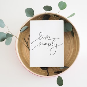 Live Simply, Printable Gift, Gift for Her, Apartment Decor, Hand ...