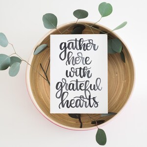 Gather Here With Grateful Hearts, Watercolor Printable, Farmhouse Print ...