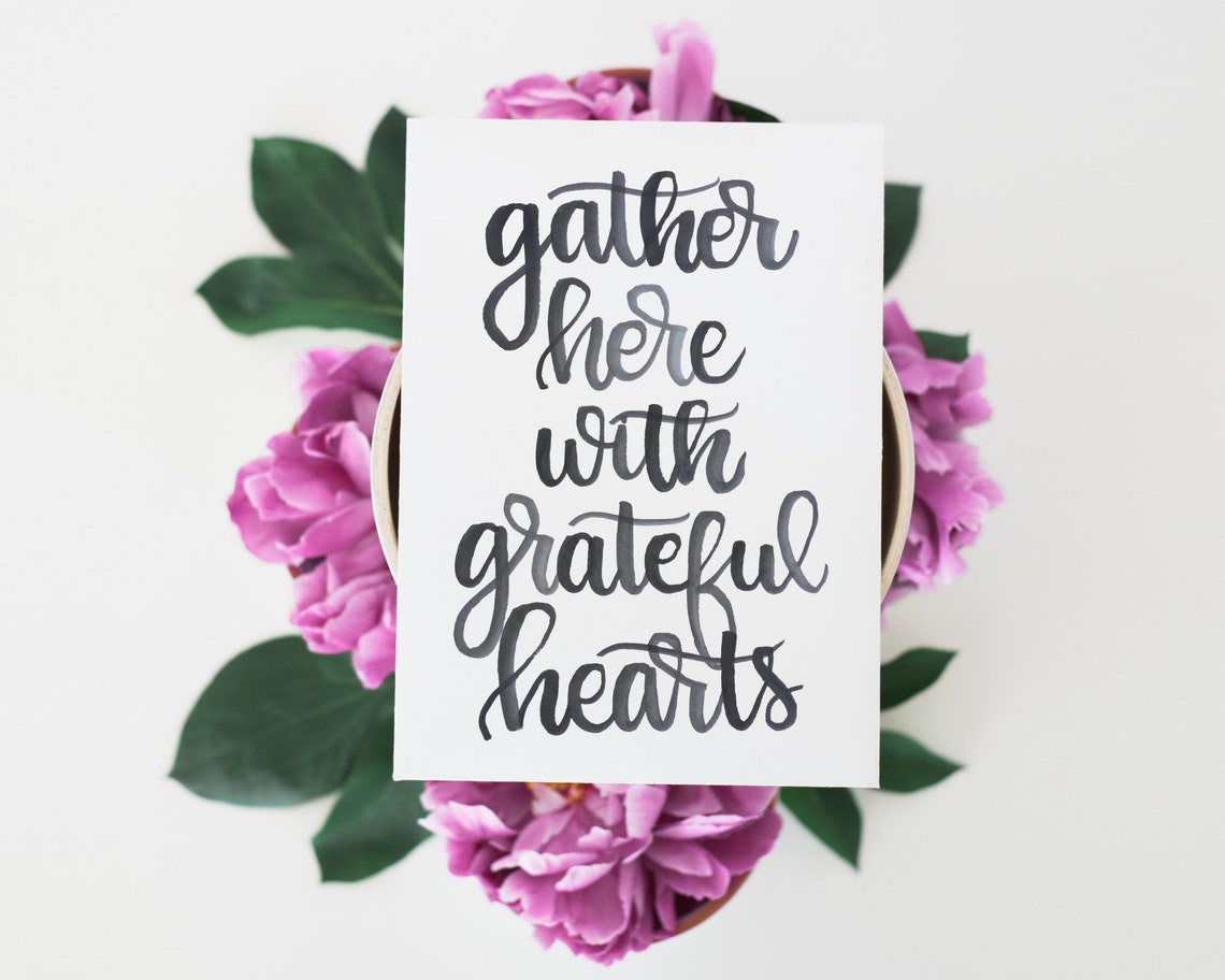 Gather Here With Grateful Hearts Watercolor Printable - Etsy