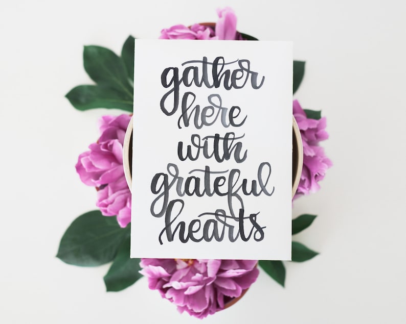 Gather Here With Grateful Hearts Watercolor Printable - Etsy