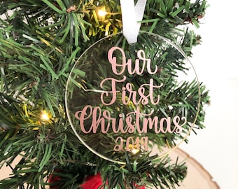 Our First Christmas Acrylic Ornament, Newlywed Ornament, First Christmas Together, Couples Ornament, Christmas Wedding Gift, Just Married