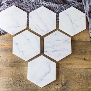 SIX Marble Hexagon Coasters FREE SHIPPING Set Of 6 image 1