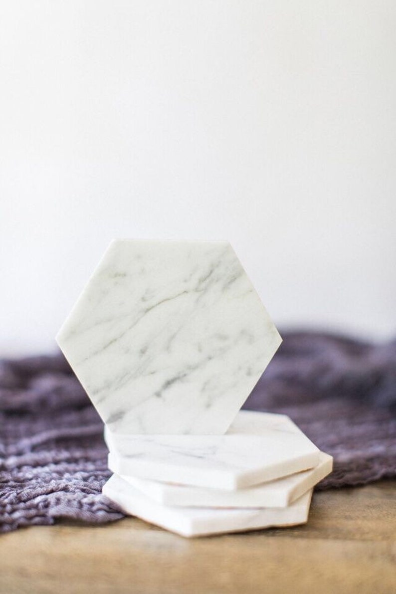 SIX Marble Hexagon Coasters FREE SHIPPING Set Of 6 image 5