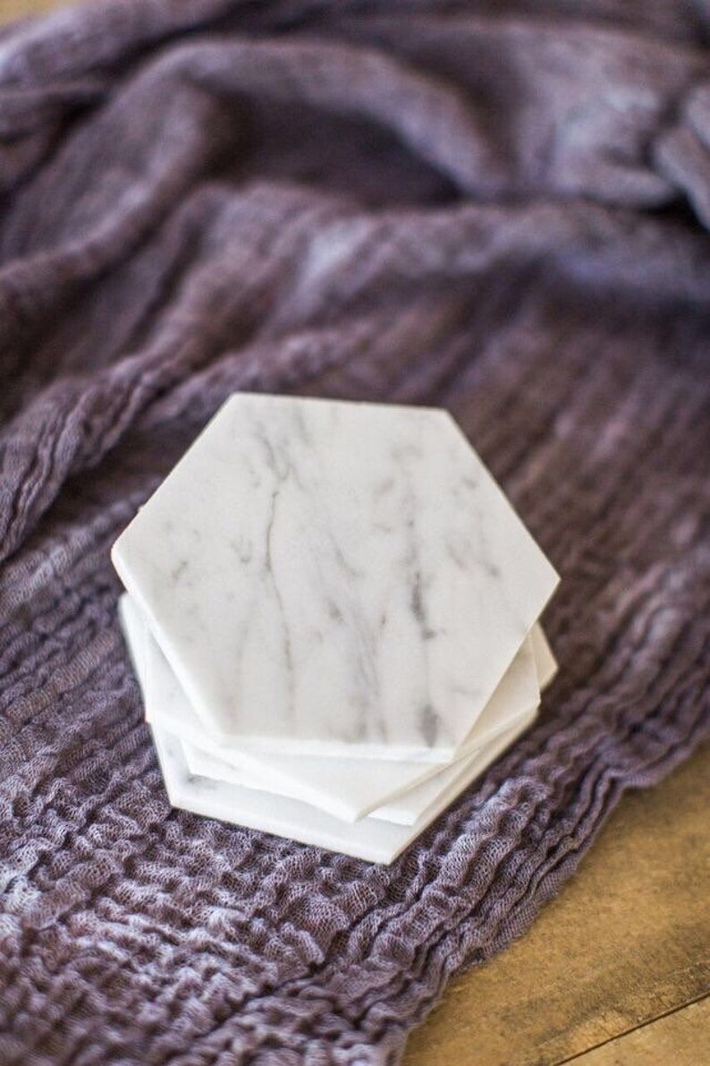 SIX Marble Hexagon Coasters FREE SHIPPING Set Of 6 image 4