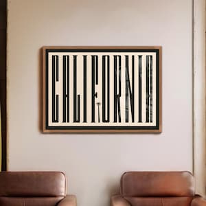 Impressão da Califórnia, pôster de tipografia retrô para decoração de casa de praia moderna, pôster de arte costeira retrô, arte de parede da Califórnia, arte de parede vintage
