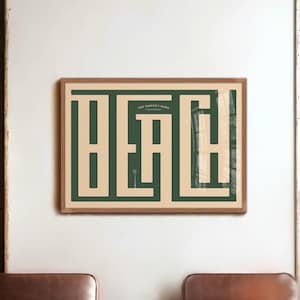 Poster da spiaggia, decorazione murale costiera, stampa artistica della casa sulla spiaggia, arredamento eclettico per la casa, vibrazioni costiere retrò, regalo con stampa hawaiana, poster tipografico audace