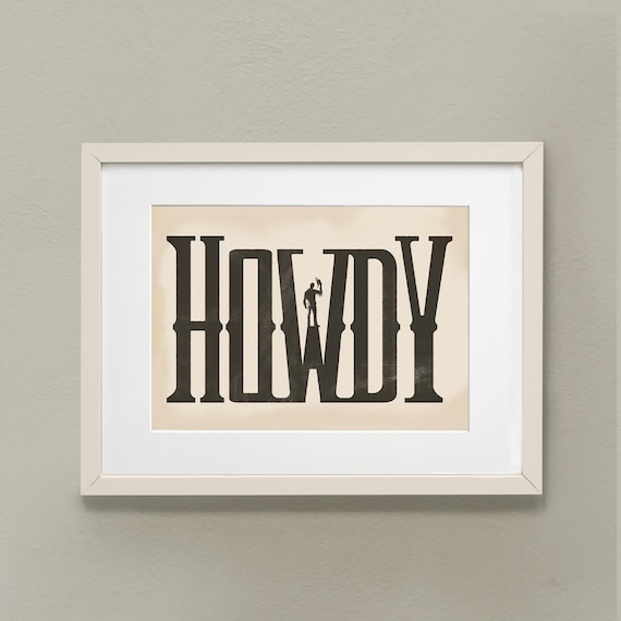 Howdy Retro Poster, Southwestern Wall Art, Western Typography Art Print, Cowboy vintage poster, Modern Farm house wall art, Ranch Wall Decor