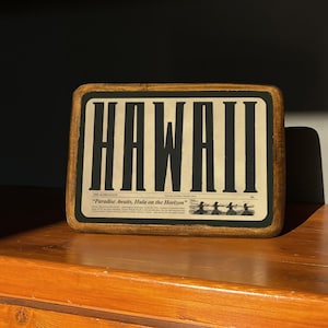 Arte hawaiana, cartello in legno retrò costiero, arte murale della casa sulla spiaggia delle Hawaii, cartello d'ingresso con targa in legno retrò, cartello in legno rustico vintage per stanza costiera