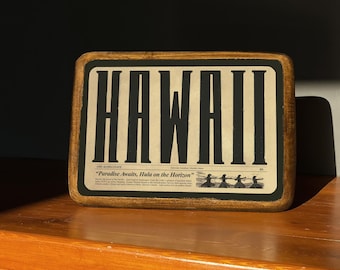 Hawaii Art, Coastal Retro Wood Sign, Hawaii Beach house Wall Art, Retro Wooden Plaque Entry Sign, Vintage Rustic Wood sign for Coastal Room