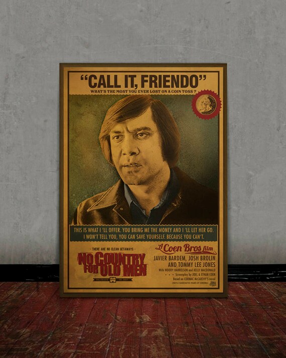 No Country For Old Men Anton Chigurh Retro Movie Print Etsy