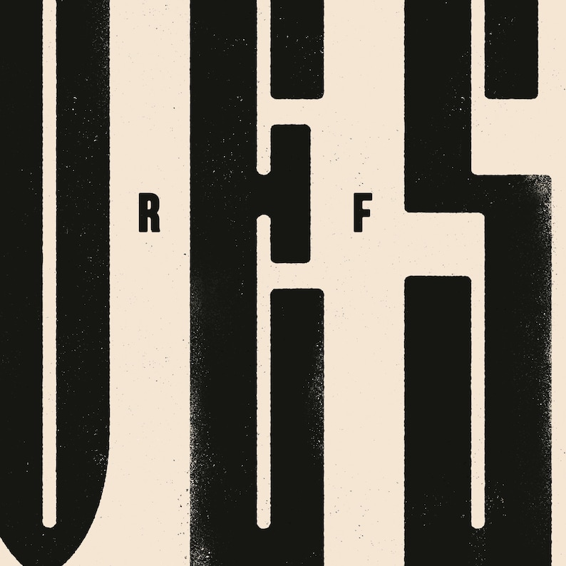 Puede incluir: Dise&ntilde;o gr&aacute;fico en blanco y negro de las letras "R" y "F" con un patr&oacute;n geom&eacute;trico.
