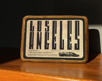 Los Angeles Print on Wood, California Wall Art, Rustic Wood Sign Retro Typography, Los Angeles Wooden Plaque, Old Style Lettering Wall Decor