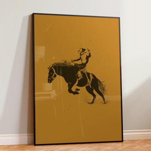 Rodeo Poster, Southwestern Wall Art, Cowboy Print, Western Eclectic Print, Bucking Bronco Wall Art, Modern Country Decor, Cowboy Rodeo Print