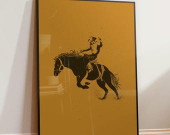 Rodeo Poster, Southwestern Wall Art, Cowboy Print, Western Eclectic Print, Bucking Bronco Wall Art, Modern Country Decor, Cowboy Rodeo Print