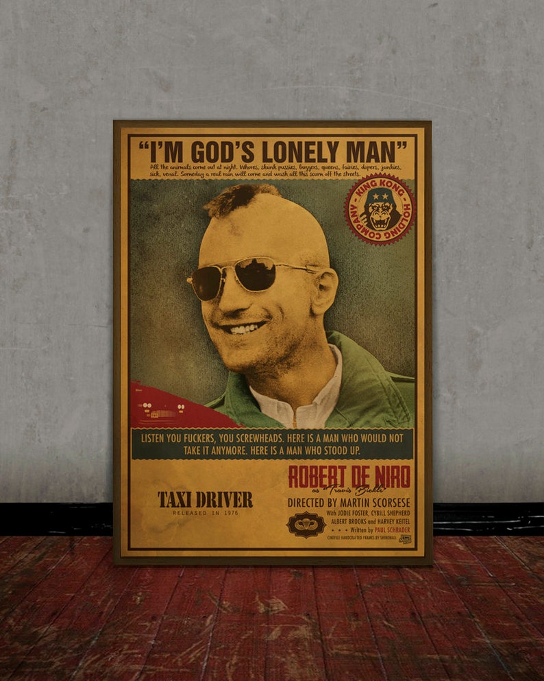 Taxi Driver Poster Retro Movie Print Etsy