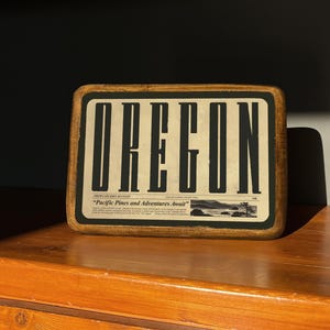 Cartello Oregon, cartello in legno tipografia retrò, poster in stile country Oregon, regalo di arte murale da viaggio, stile rustico con vecchie lettere, decorazione murale vintage