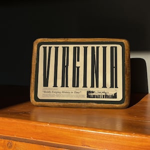 Virginia Sign, Wood Sign Retro Typography, Virginia Country style Wall Art, Retro Wooden Plaque Rustic Decor, Vintage Lettering Print