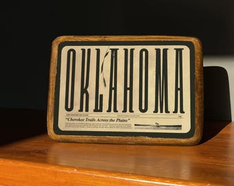 Oklahoma Sign, Wood Sign Retro Typography, Oklahoma Country style Wall Art, Retro Wooden Plaque City Name, Travel Gift, Vintage wall decor