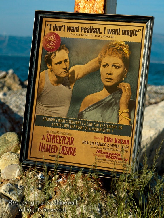 1951 A streetcar named desire Marlon Brando movie poster reprint 19x12.5 inches
