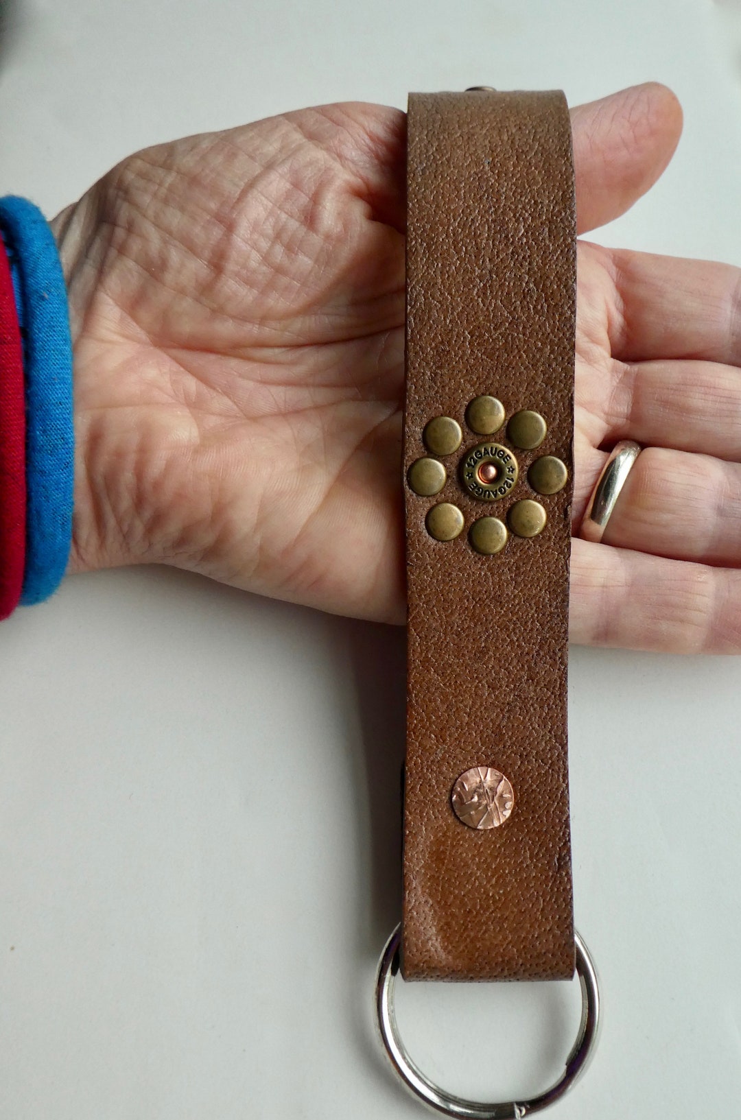 Leather Key Ring,leather Loop Strap,shotgun Shell Key Ring,gun Shell ...