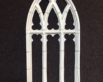 1 12 RIK PIERCE CUSTOM Window Miniature Medieval Lg. Pointed Gothic Church Stone Cathedral Window for diy Dollhouse makers