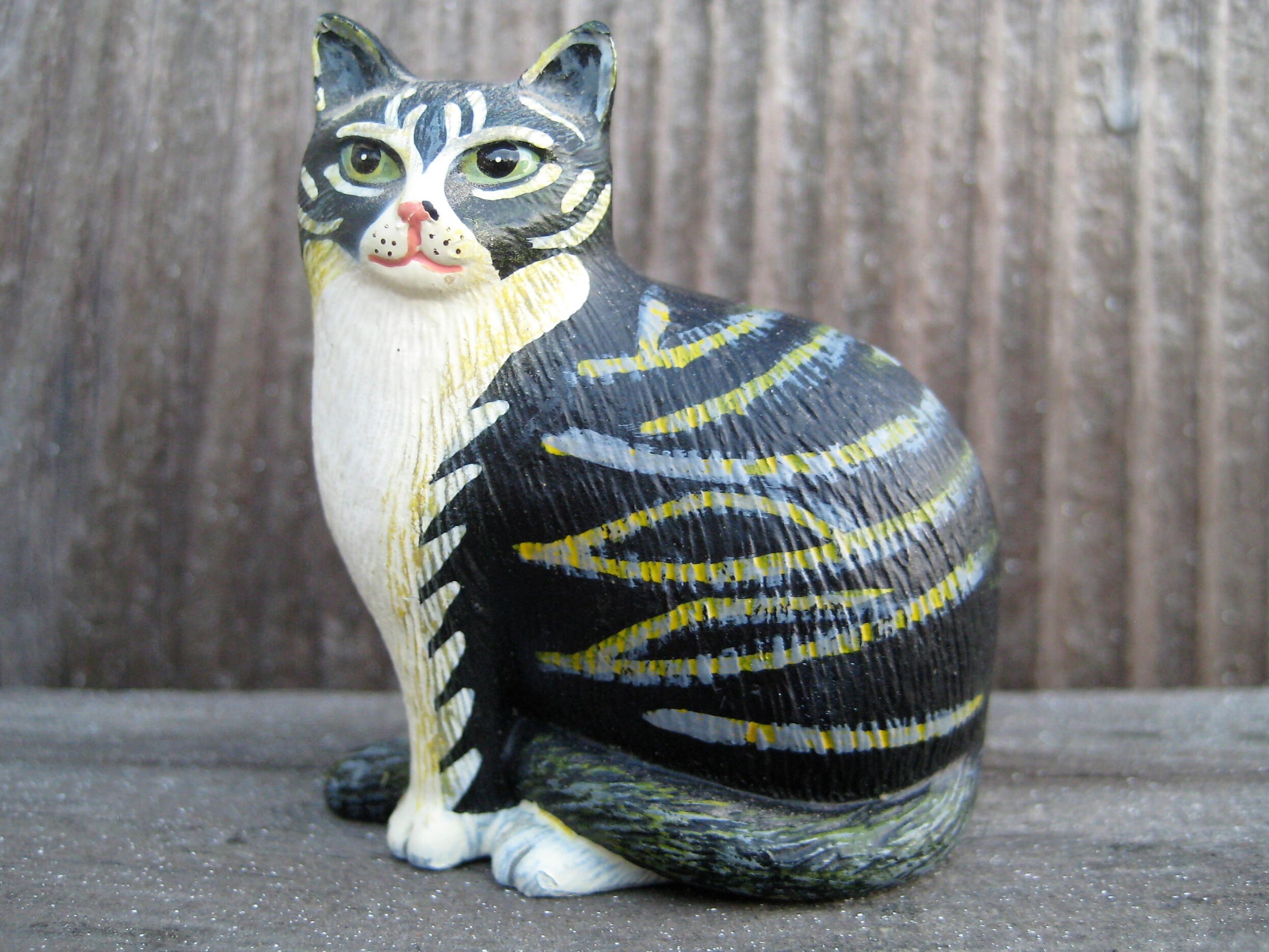 Painted Pewter Cat 'Coy' by Dept 56 Black White Etsy
