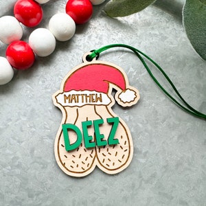 Deez Holiday Nuts Ornament Gag Gift, Gift for Him, Funny Christmas Ornament, White Elephant Gift image 1