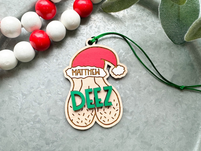 Deez Holiday Nuts Ornament Gag Gift, Gift for Him, Funny Christmas Ornament, White Elephant Gift image 1