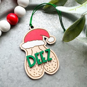 Deez Holiday Nuts Ornament Gag Gift, Gift for Him, Funny Christmas Ornament, White Elephant Gift image 2