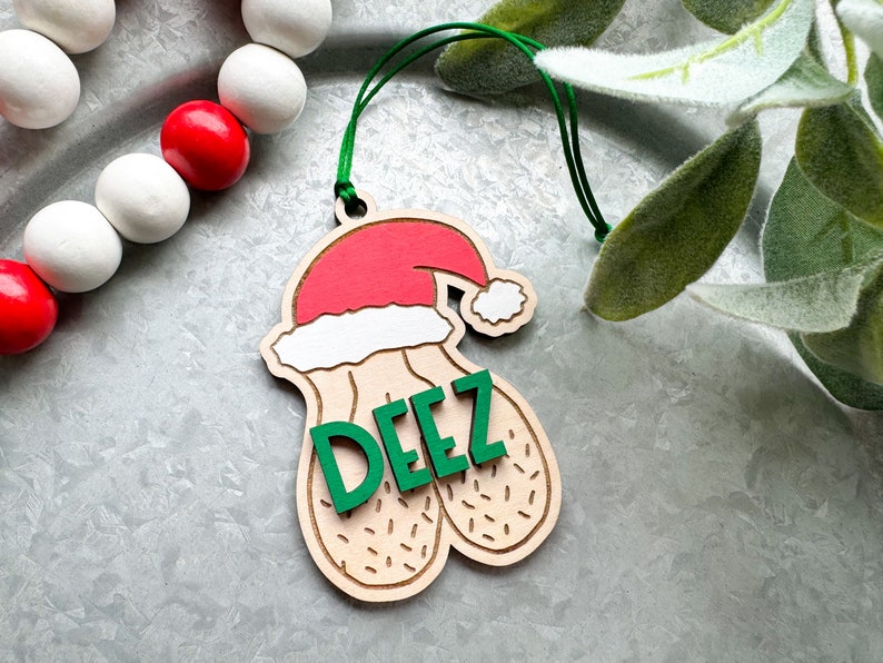 Deez Holiday Nuts Ornament Gag Gift, Gift for Him, Funny Christmas Ornament, White Elephant Gift image 2