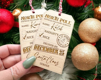 North Pole Express Delivery Tag | Christmas Tag, Personalized Christmas Tag, Custom Gift Tag, Custom Gift Tag for Kids, Wood Gift Tag