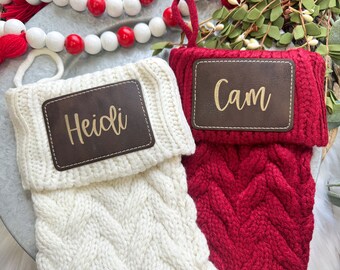 Customized Leatherette Patch Stocking | Christmas Stockings, Customized Stockings