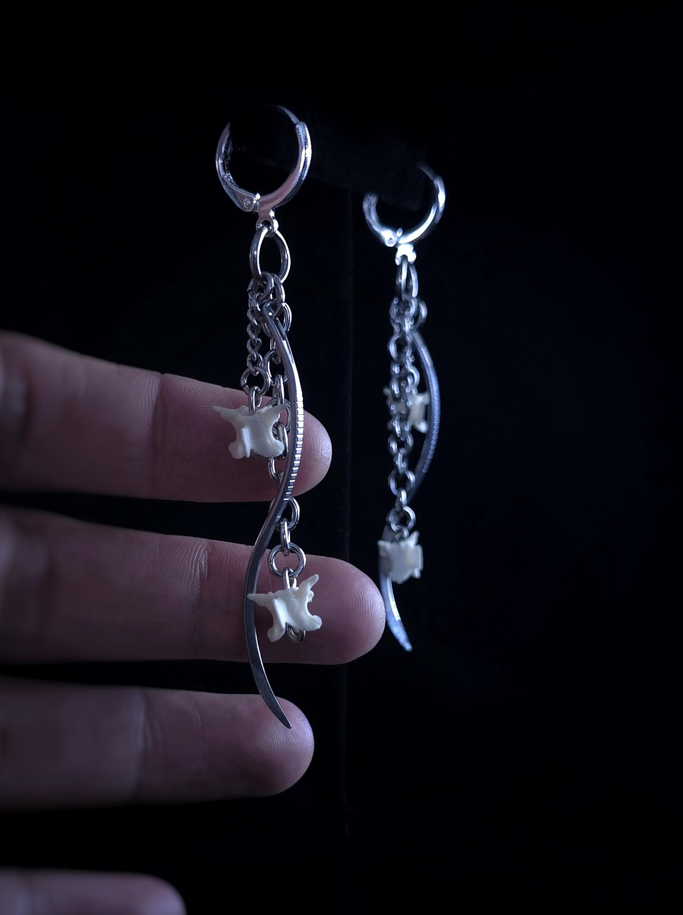 Autopsy Needle & Snake Vertebrae Earrings