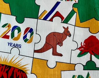Australiana Bicentennial tea towel