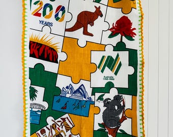 Australiana Bicentennial tea towel