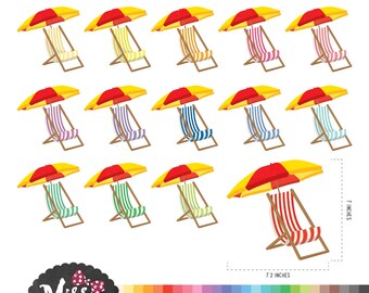 30 Colors Beach Chair Clipart Instant Download