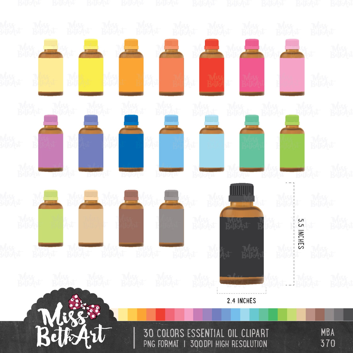 30 Colors Essential Oil Clipart Instant Download Etsy