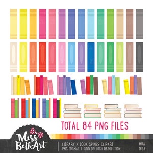 84 PNG Files - Book spines /Book / Library Clipart - Instant Download