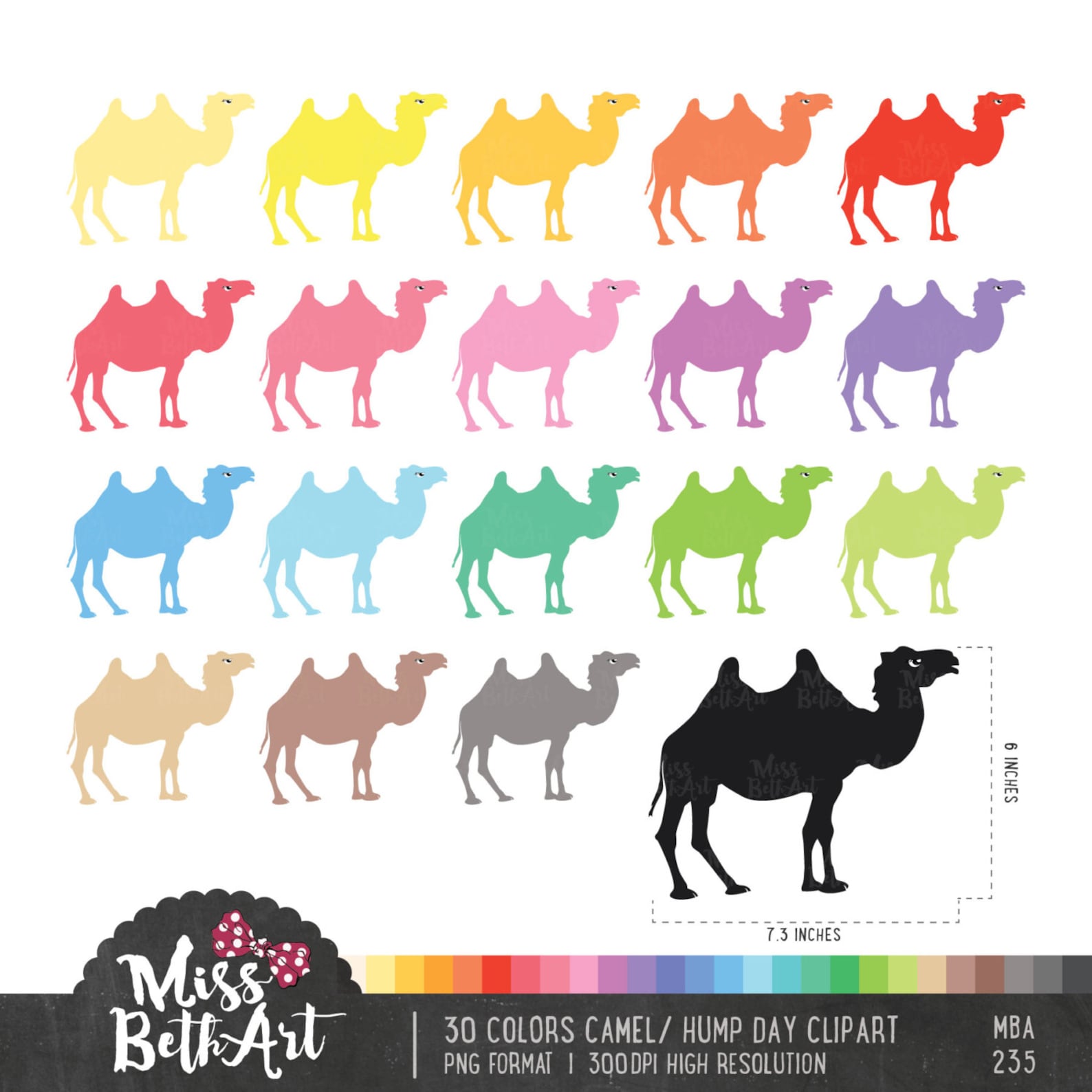 30 Colors Camel / Happy Hump Day Clipart Instant Download image 0.