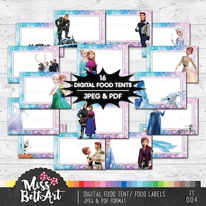 Directe download: digitale diepvrieslabels, voedseltent, verjaardagsfeestje, feestdecoraties, feestbord