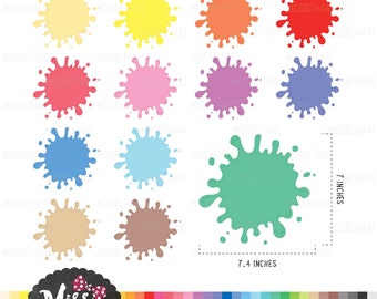 30 Colors Paint Splatter clipart. Planner sticker Paint Splashes Clipart. School Bulletin board Clipart - Instant Download