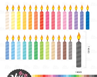 30 Colors Candle Clipart - Instant Download